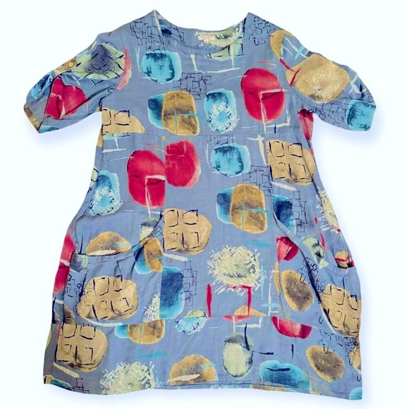 Cristina Vergani Women’s Abstract Linen-blend Dress - Size Large - Picture 11 of 12